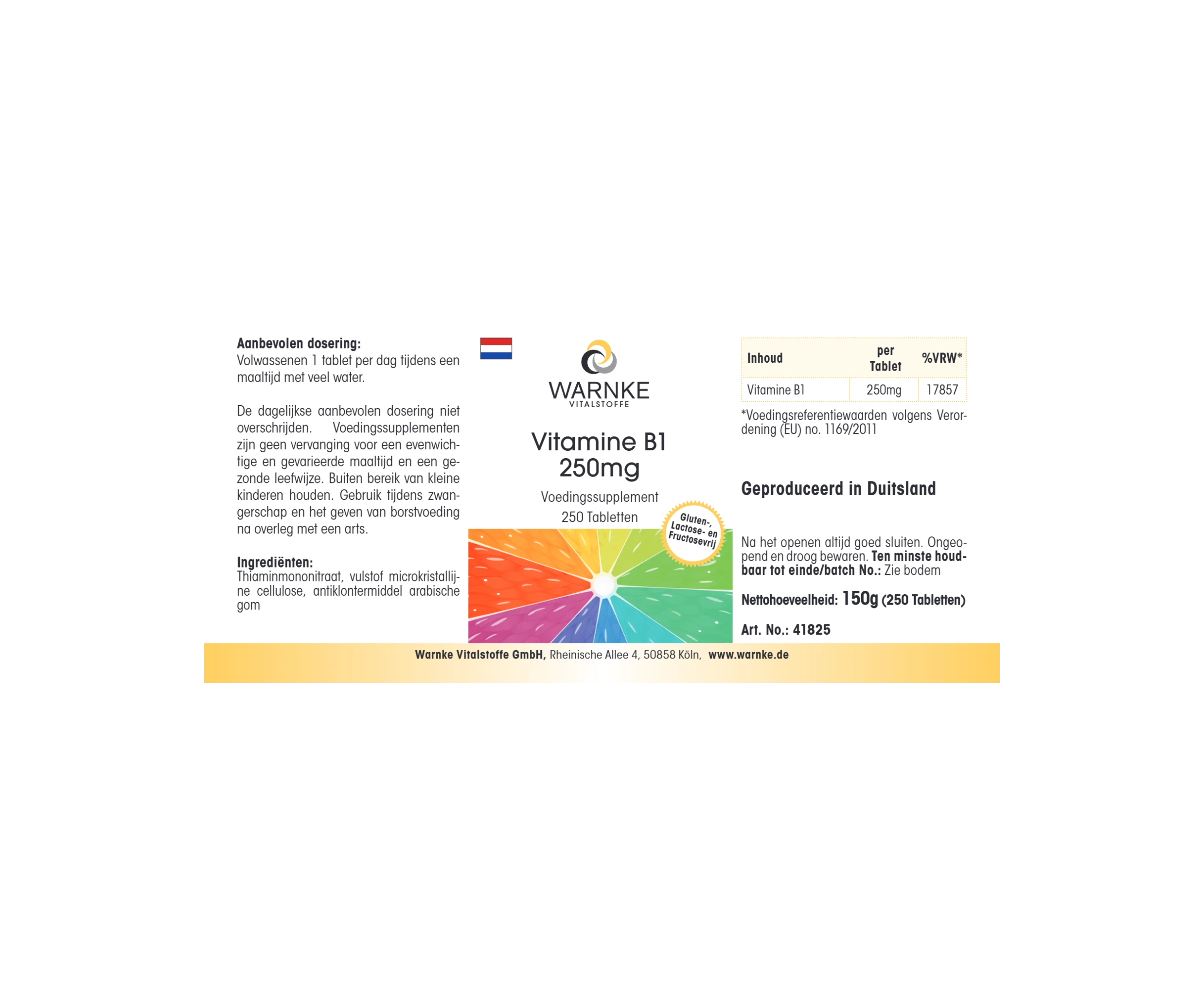 Vitamin B1 250mg - 250 Tabletten - für Energie, Herz uvm. - hochdosiert & vegan | Warnke Vitalstoffe