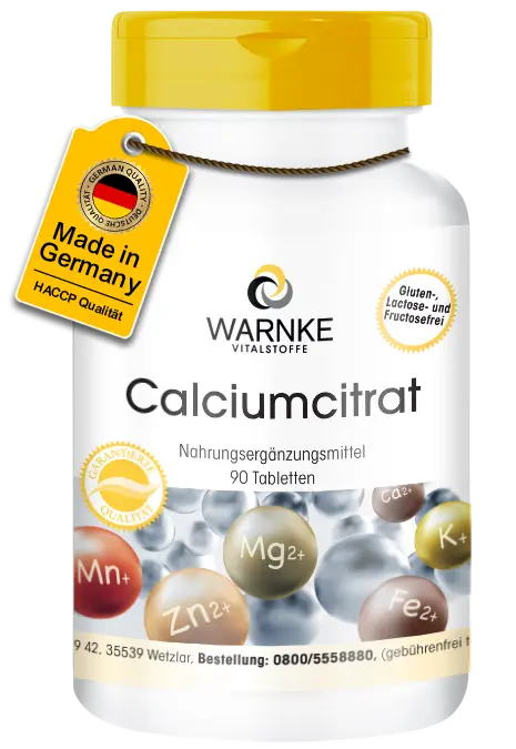 Calciumcitrat 300mg Calcium - 90 Tabletten - für Knochen, Muskeln, Zähne uvm. | Warnke Vitalstoffe