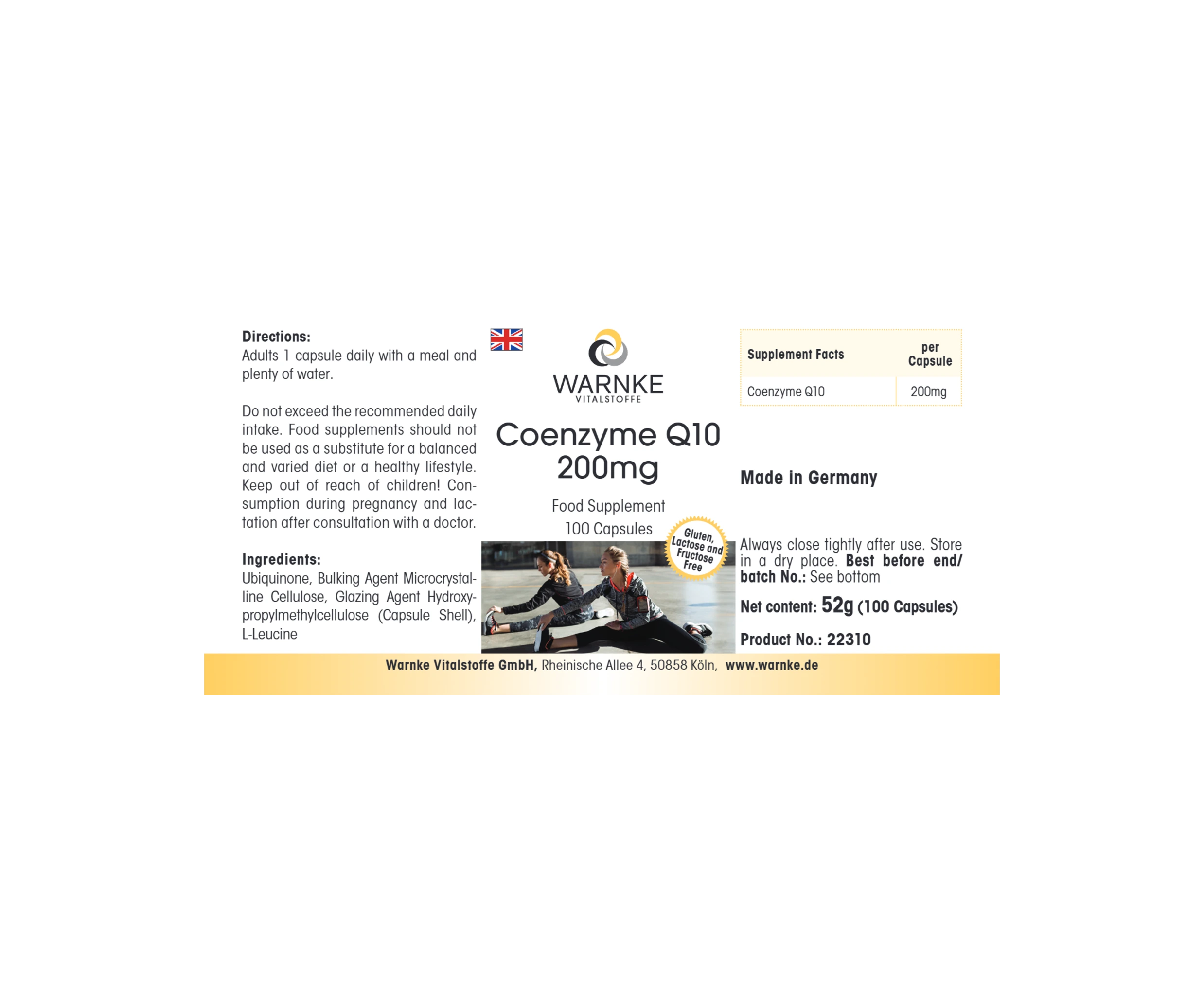 Coenzima Q10 200 mg - 100 capsule - Vegano | Warnke Vitalstoffe