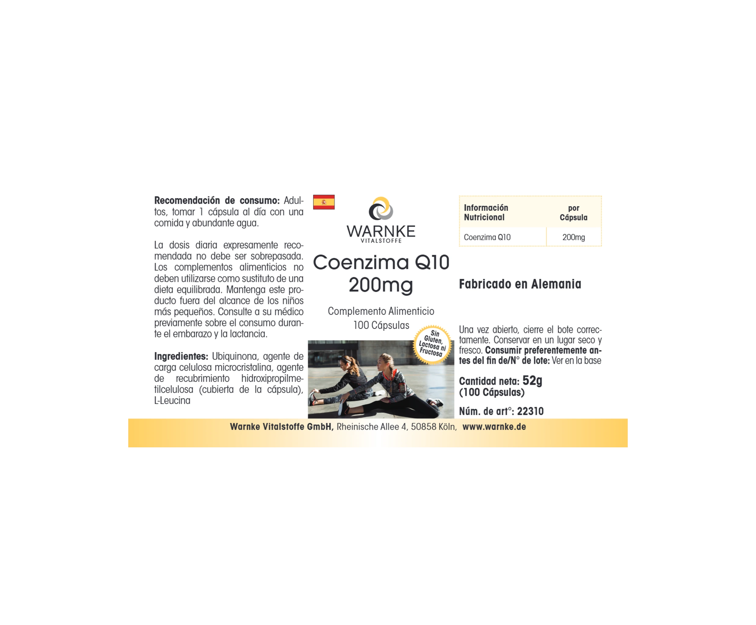 Coenzima Q10 200 mg - 100 capsule - Vegano | Warnke Vitalstoffe