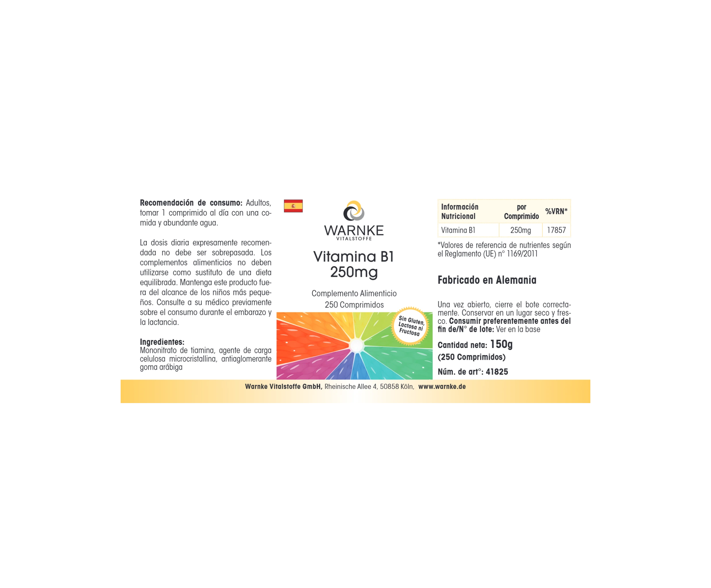 Vitamin B1 250mg - 250 Tabletten - für Energie, Herz uvm. - hochdosiert & vegan | Warnke Vitalstoffe
