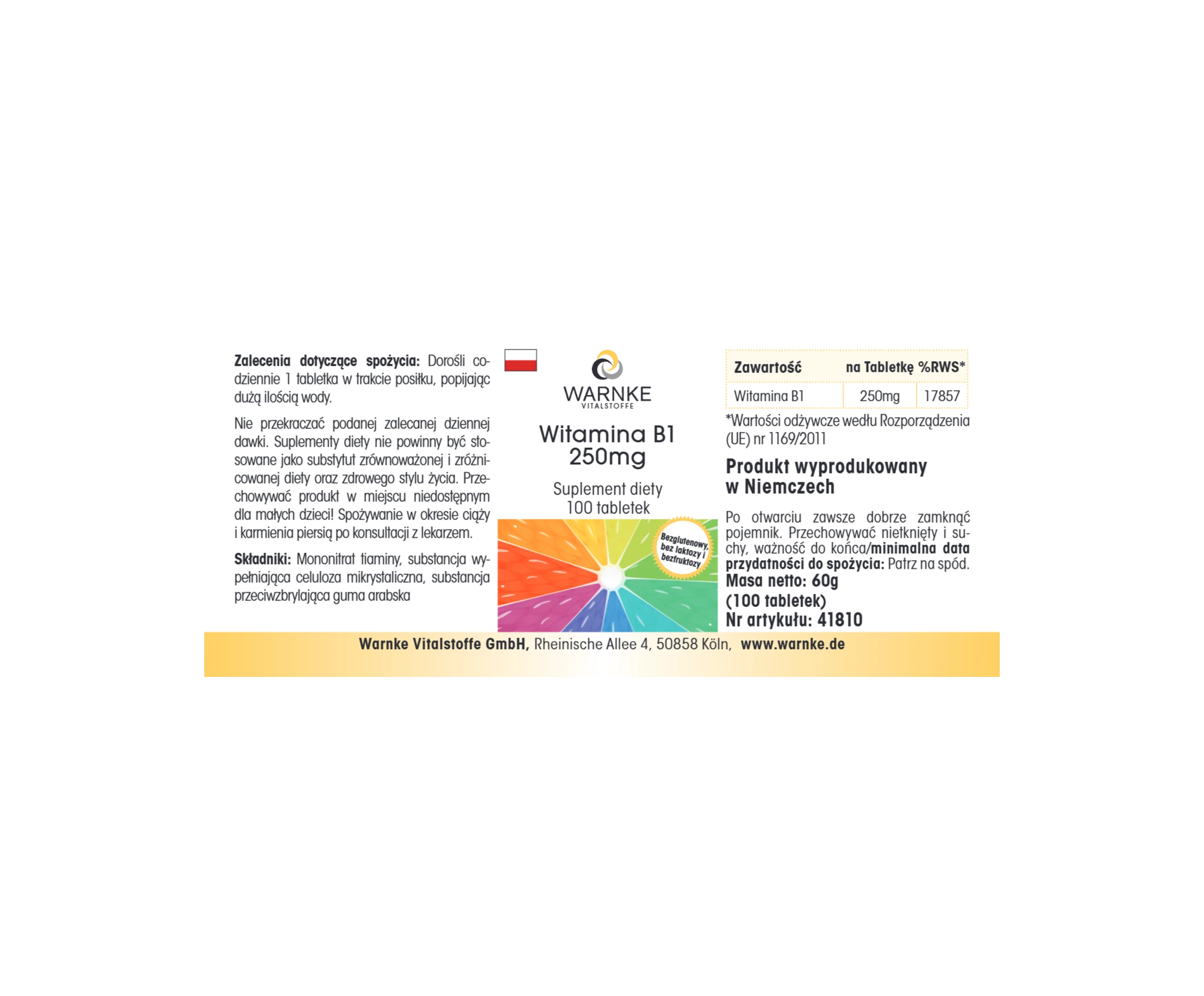 Vitamin B1 250mg - 100 Tabletten - für Energie, Herz uvm. - hochdosiert & vegan | Warnke Vitalstoffe