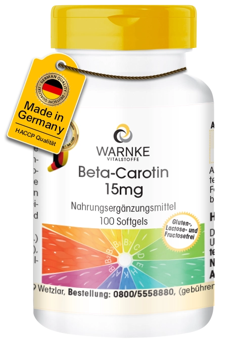 Beta Carotin 15mg - 100 Softgels - Carotinoid, Provitamin A | Warnke Vitalstoffe