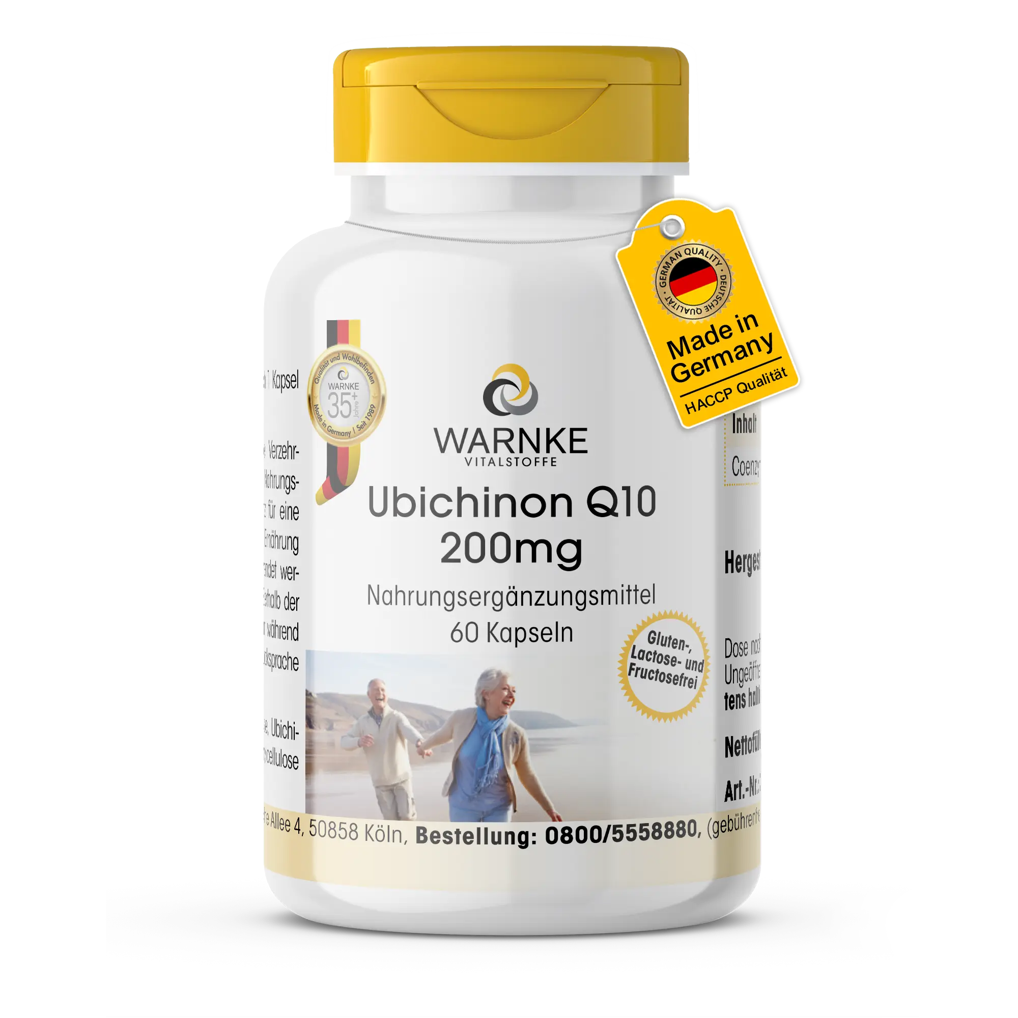 Ubichinone Q10 200mg - 60 gélules - facile à avaler | Warnke Vitalstoffe