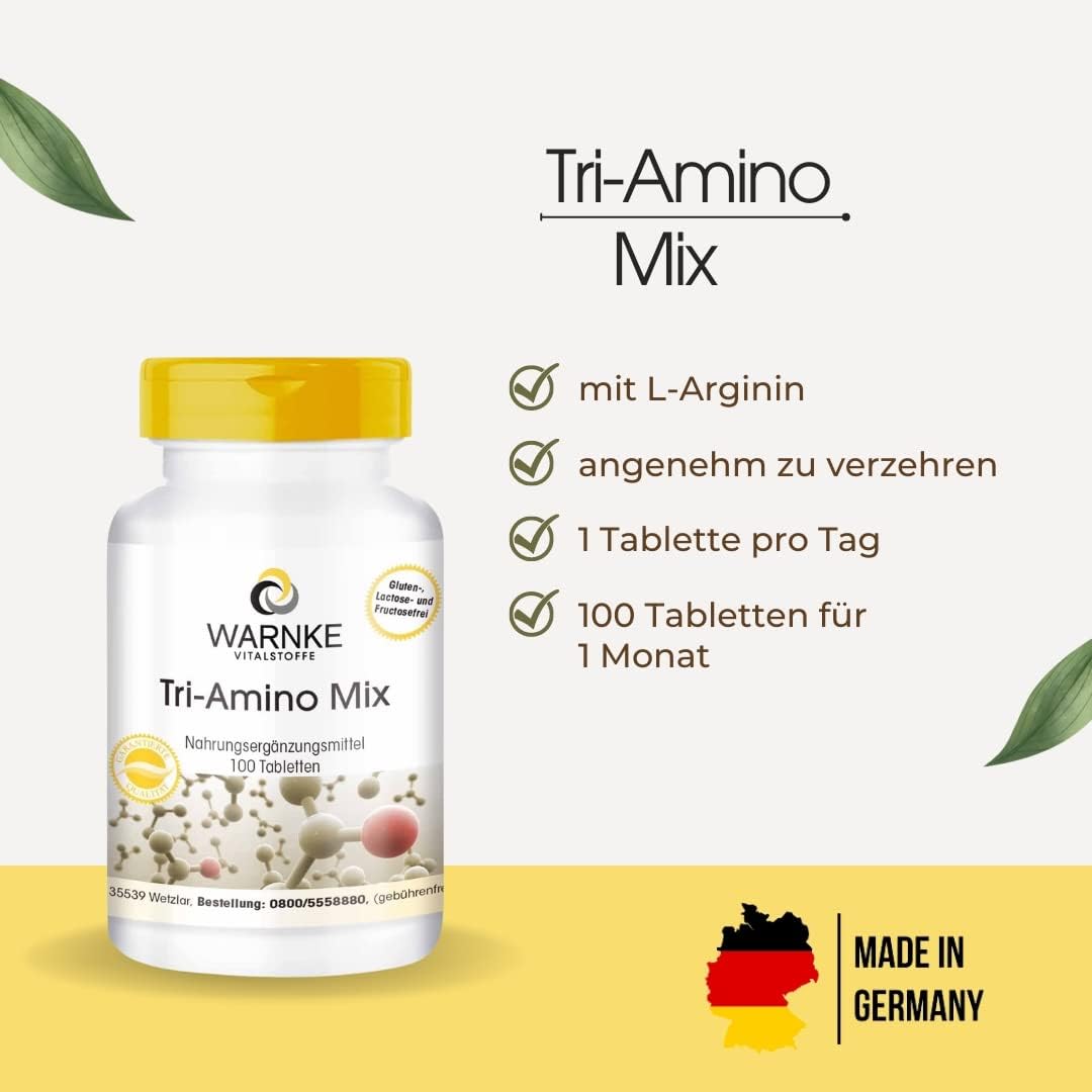 Tri-Amino Mix - 100 tablets - with arginine, lysine & ornithine - vegan | Warnke Vitalstoffe