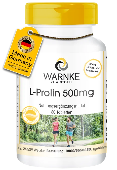 L-Prolin 500mg - 60 Tabletten - Vegan | Warnke Vitalstoffe L-Prolin 500mg - 60 Tabletten - Vegan | Warnke Vitalstoffe