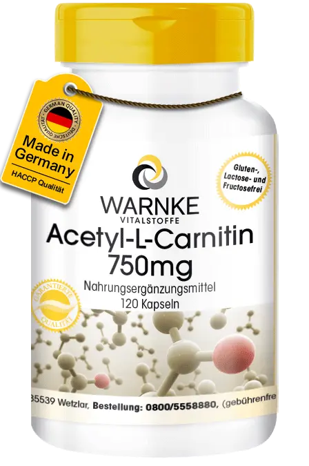 Acetyl-L-Carnitin 750mg - 120 Kapseln | Warnke Vitalstoffe Acetyl-L-Carnitin 750mg - 120 Kapseln | Warnke Vitalstoffe