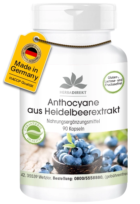 Anthocyanes issues de la myrtille, 90 gélules