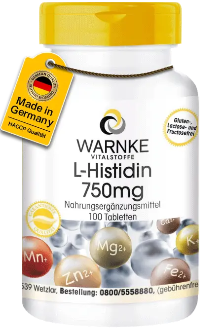 L-Histidin 750mg - 100 Tabletten - Vegan | Warnke Vitalstoffe L-Histidin 750mg - 100 Tabletten - Vegan | Warnke Vitalstoffe