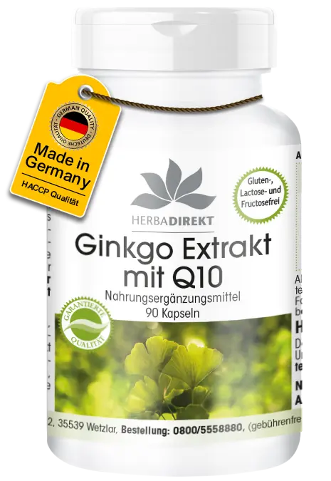 Ginkgo-Extrakt mit Q10 - 90 Kapseln - Vegan | Warnke Vitalstoffe Ginkgo-Extrakt mit Q10 - 90 Kapseln - Vegan | Warnke Vitalstoffe