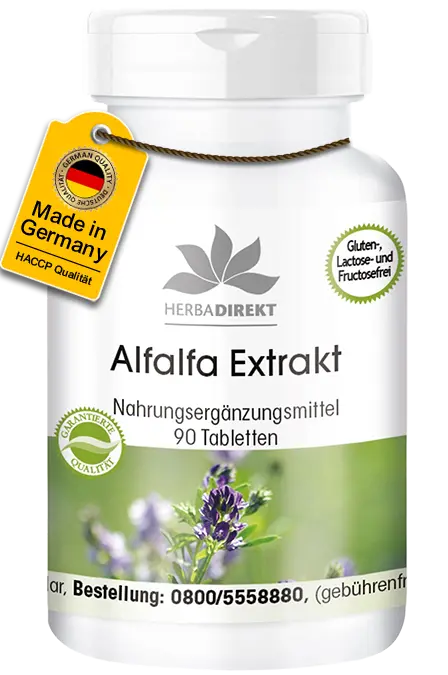 Alfalfa Extrakt 4:1 (Medicago sativa) - 90 Tabletten| Warnke Vitalstoffe Alfalfa Extrakt 4:1 (Medicago sativa) - 90 Tabletten| Warnke Vitalstoffe
