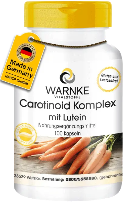 Carotinoid Komplex mit Lutein - 100 Kapseln - mit Zeaxanthin, Beta-Carotin, Lycopin - Vegan | Warnke Vitalstoffe Carotinoid Komplex mit Lutein - 100 Kapseln - mit Zeaxanthin, Beta-Carotin, Lycopin - Vegan | Warnke Vitalstoffe