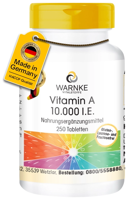 Vitamine A 10 000 UI – Rétinol hautement dosé | Warnke Vitalstoffe Vitamine A 10 000 UI – Rétinol hautement dosé | Warnke Vitalstoffe