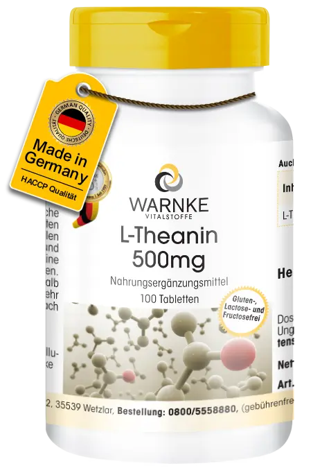 L-Theanin 500mg - 100 Tabletten - Aminosäure - Schluckfreundlich - Vegan | Warnke Vitalstoffe