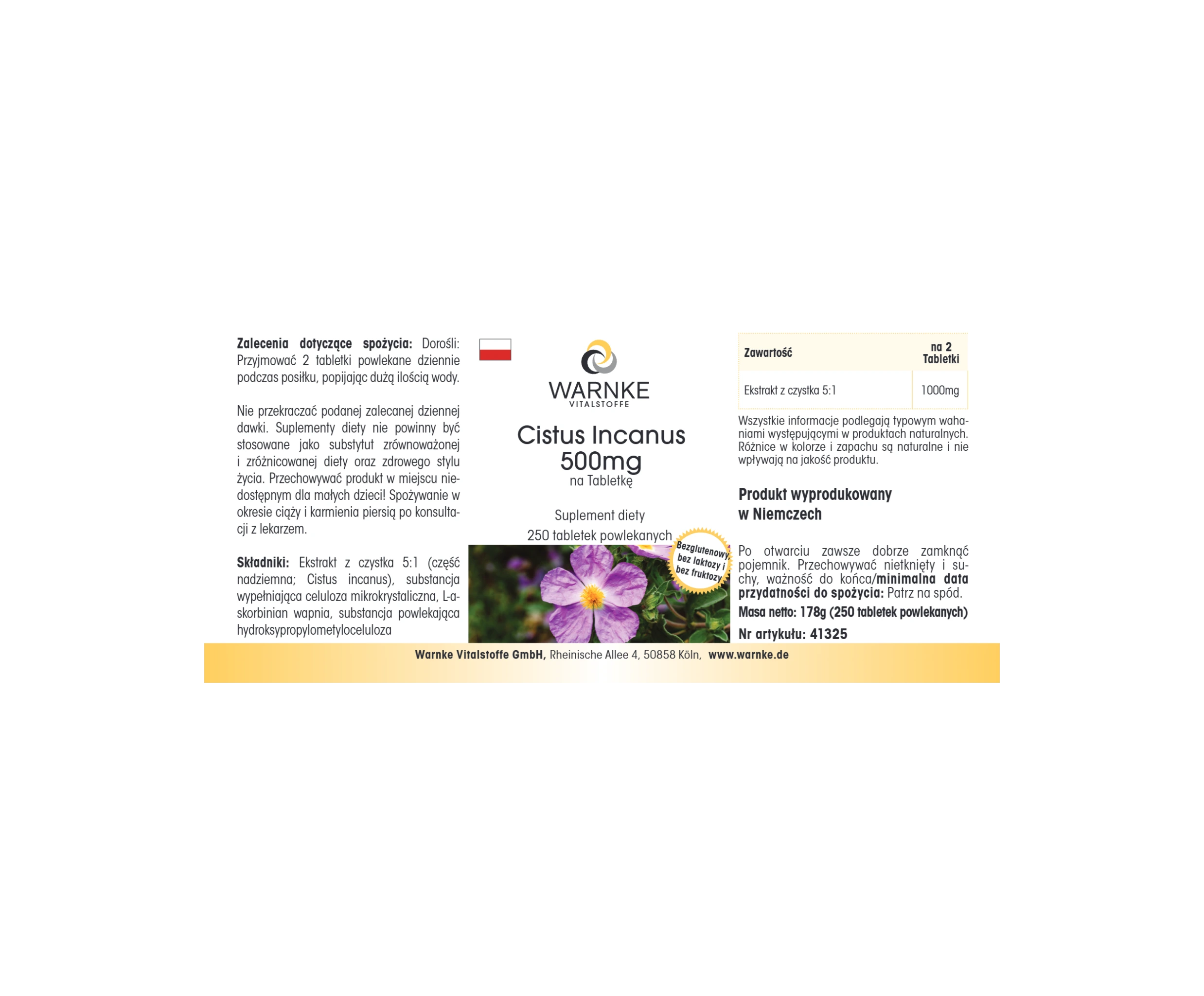 Cistus Incanus 500mg - 250 Filmtabletten - vegan | Warnke Vitalstoffe