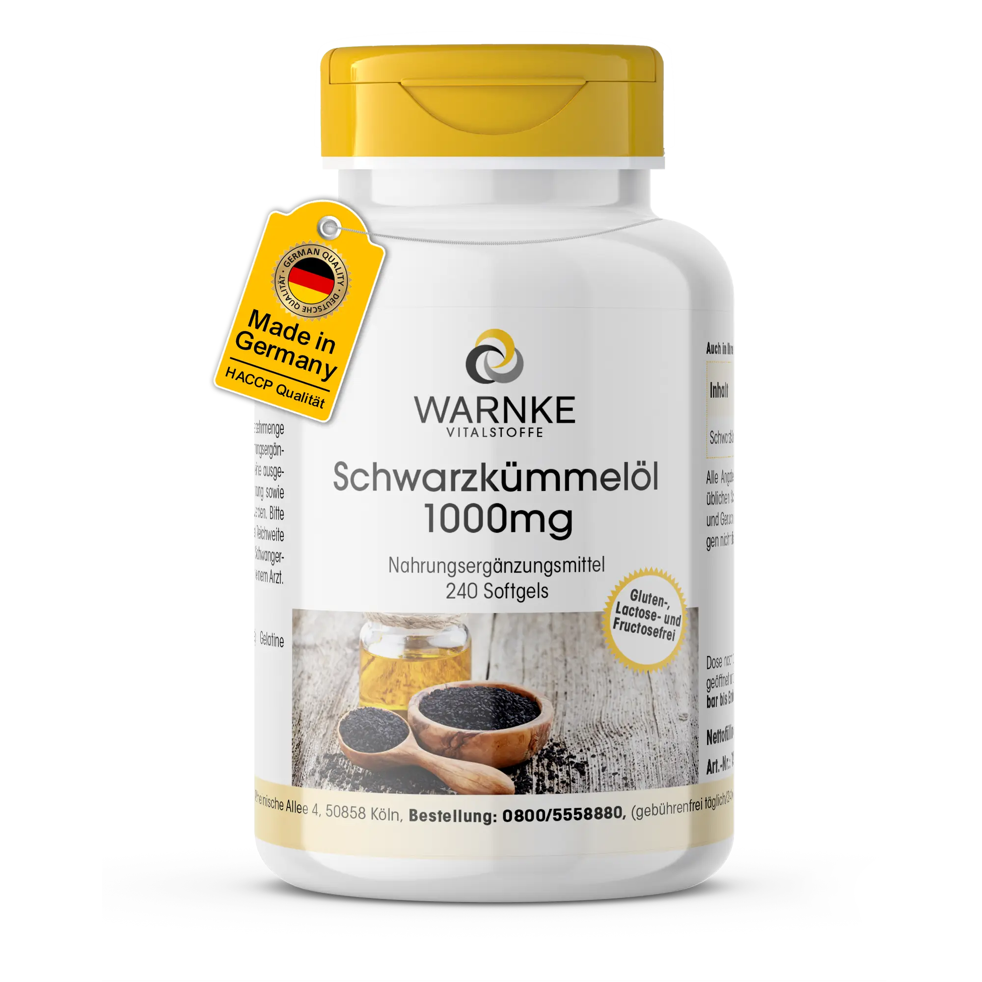 Schwarzkümmelöl 1000mg - 240 Softgels | Warnke Vitalstoffe