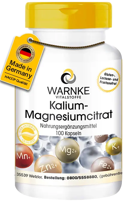 Kalium-Magnesiumcitrat - 100 Kapseln - für Muskeln, Knochen, Zähne uvm. | Warnke Vitalstoffe Kalium-Magnesiumcitrat - 100 Kapseln - für Muskeln, Knochen, Zähne uvm. | Warnke Vitalstoffe