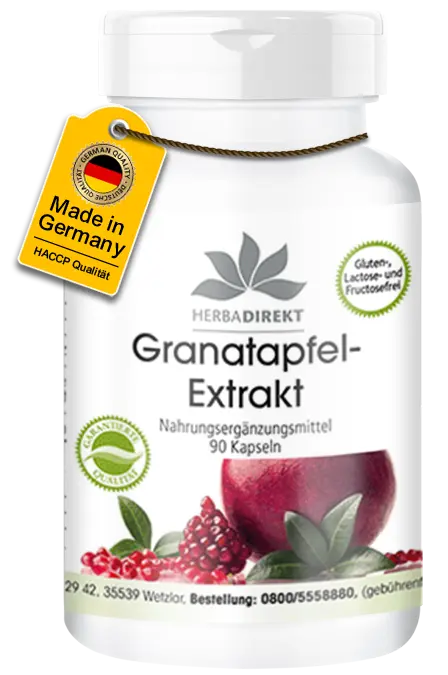 Granatapfel-Extrakt - 90 Kapseln - mit 40% Ellagsäuren - Hochdosiert & Vegan | Warnke Vitalstoffe Granatapfel-Extrakt - 90 Kapseln - mit 40% Ellagsäuren - Hochdosiert & Vegan | Warnke Vitalstoffe