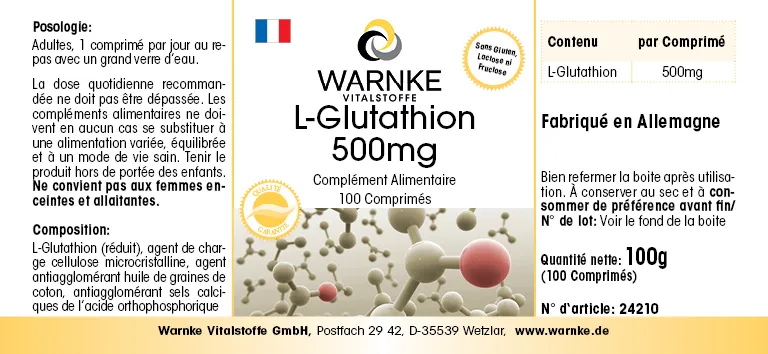 glutathione in german L-Glutathione 500mg 100 tablets| Warnke Vitalstoffe