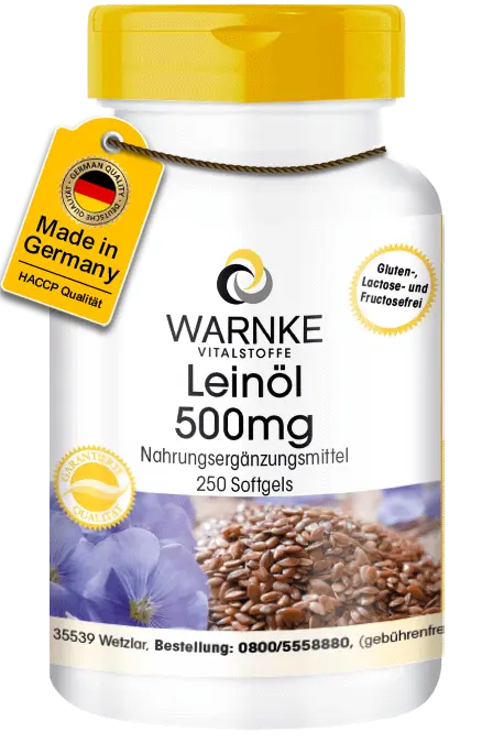 Leinöl 500mg - 250 Softgels - mit Vitamin E - für Zellschutz | Warnke Vitalstoffe Leinöl 500mg - 250 Softgels - mit Vitamin E - für Zellschutz | Warnke Vitalstoffe