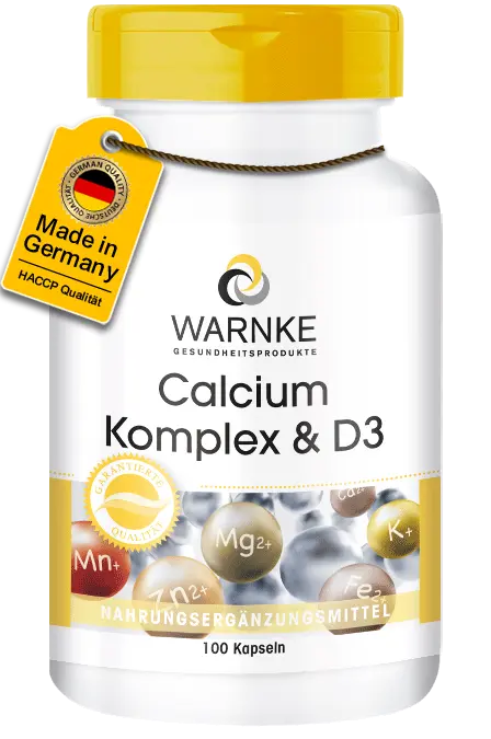 Calcium Komplex & D3 - 100 Kapseln - für Knochen, Muskeln, Zähne uvm. | Warnke Vitalstoffe Calcium Komplex & D3 - 100 Kapseln - für Knochen, Muskeln, Zähne uvm. | Warnke Vitalstoffe