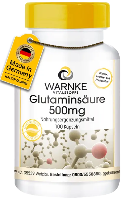 Glutaminsäure 500mg - 100 Kapseln - Hochdosiert & Vegan | Warnke Vitalstoffe Glutaminsäure 500mg - 100 Kapseln - Hochdosiert & Vegan | Warnke Vitalstoffe