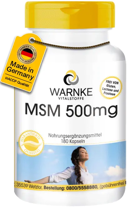 MSM 500mg - 180 Kapseln - Methylsulfonylmethan - Vegan | Warnke Vitalstoffe MSM 500mg - 180 Kapseln - Methylsulfonylmethan - Vegan | Warnke Vitalstoffe