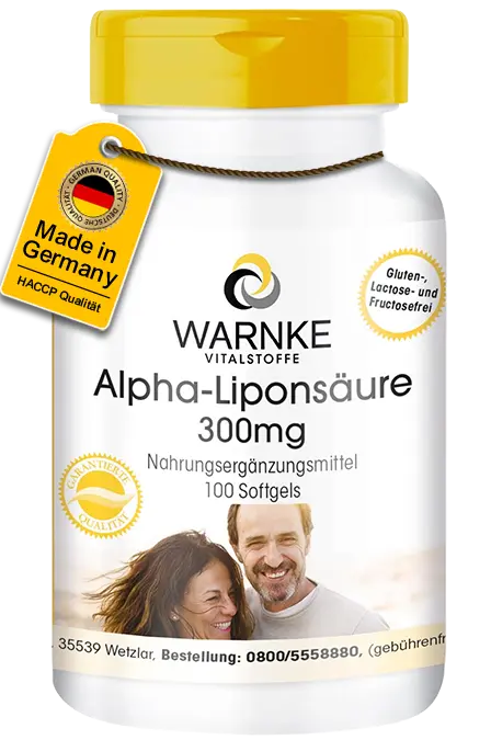 Alpha-Liponsäure 300mg - 100 Softgels - schwefelhaltige Fettsäure | Warnke Vitalstoffe Alpha-Liponsäure 300mg - 100 Softgels - schwefelhaltige Fettsäure | Warnke Vitalstoffe