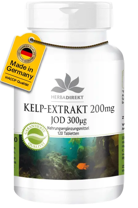 Kelp-Extrakt 200mg mit 300µg Jod - 120 Tabletten - für Schilddrüse, Haut uvm. | Warnke Vitalstoffe Kelp-Extrakt 200mg mit 300µg Jod - 120 Tabletten - für Schilddrüse, Haut uvm. | Warnke Vitalstoffe