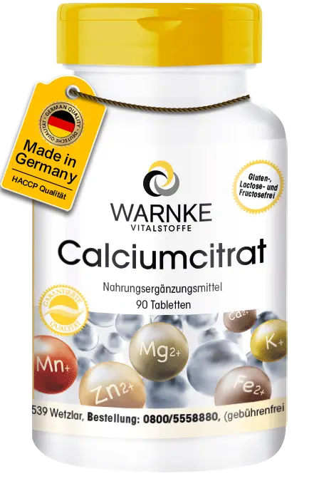 Calciumcitrat 300mg Calcium - 90 Tabletten - für Knochen, Muskeln, Zähne uvm. | Warnke Vitalstoffe Calciumcitrat 300mg Calcium - 90 Tabletten - für Knochen, Muskeln, Zähne uvm. | Warnke Vitalstoffe