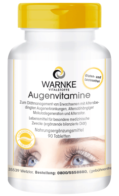 Augenvitamine - 90 Tabletten - mit Vitamin A, Riboflavin, Zink uvm. - für Sehkraft uvm. - schluckfreundlich | Warnke Vitalstoffe