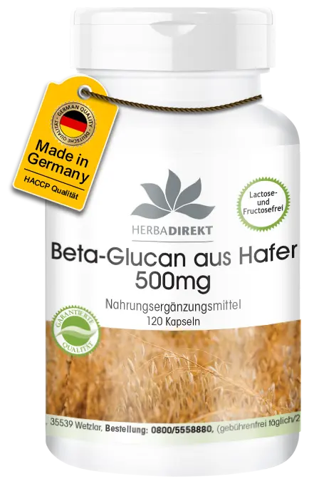 Beta-Glucan aus Hafer 500mg - 120 Kapseln - Vegan | Warnke Vitalstoffe Beta-Glucan aus Hafer 500mg - 120 Kapseln - Vegan | Warnke Vitalstoffe