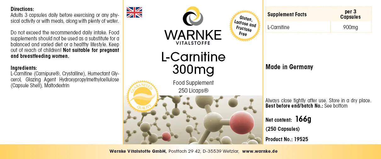 l-carnitine recommended daily intake Triple Complex 3 Carnitine Forms L-Carnitine 5000 EC Sports