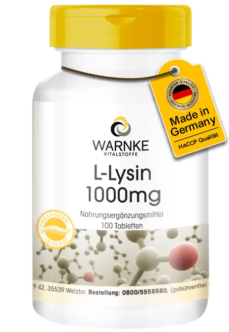 L-Lysin 1000mg - 100 Tabletten - Vegan | Warnke Vitalstoffe