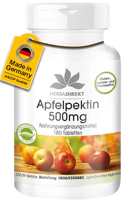 Apfelpektin 500mg - 180 Tabletten - mit Vitamin C und Calcium - für Verdauung, Zellteilung uvm. | Warnke Vitalstoffe Apfelpektin 500mg - 180 Tabletten - mit Vitamin C und Calcium - für Verdauung, Zellteilung uvm. | Warnke Vitalstoffe