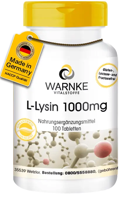 L-Lysin 1000mg - 100 Tabletten - Vegan | Warnke Vitalstoffe L-Lysin 1000mg - 100 Tabletten - Vegan | Warnke Vitalstoffe