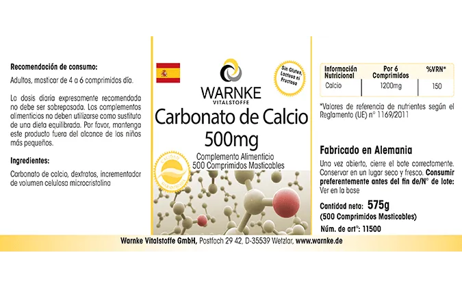 Carbonato di calcio 500mg 100 compresse masticabili
