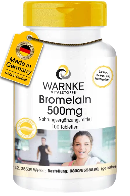 Bromelain 500mg (1200 F.I.P.) - 100 Tabletten - Ananasenzym - Hochdosiert & Vegan | Warnke Vitalstoffe Bromelain 500mg (1200 F.I.P.) - 100 Tabletten - Ananasenzym - Hochdosiert & Vegan | Warnke Vitalstoffe