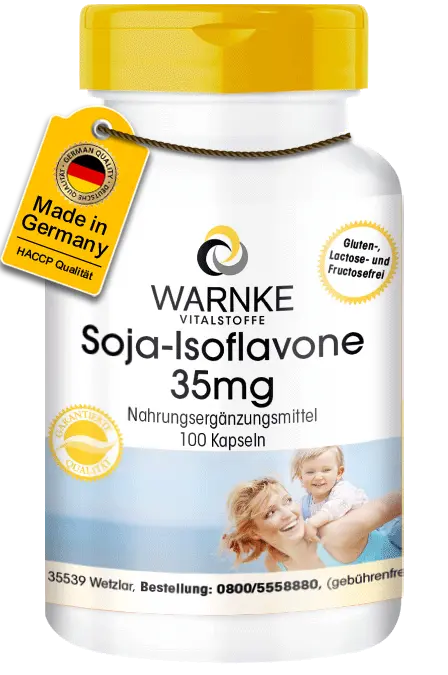 Soja-Isoflavone 35mg - 100 Kapseln - Ohne Gentechnik - mit Vitamin E - für Zellschutz - Vegan | Warnke Vitalstoffe Soja-Isoflavone 35mg - 100 Kapseln - Ohne Gentechnik - mit Vitamin E - für Zellschutz - Vegan | Warnke Vitalstoffe