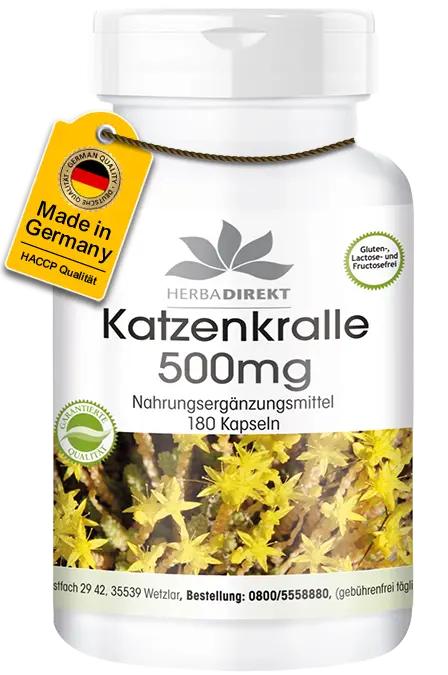Katzenkralle Kapseln 500mg - 180 Kapseln - Hochdosiert & Vegan | Warnke Vitalstoffe Katzenkralle Kapseln 500mg - 180 Kapseln - Hochdosiert & Vegan | Warnke Vitalstoffe