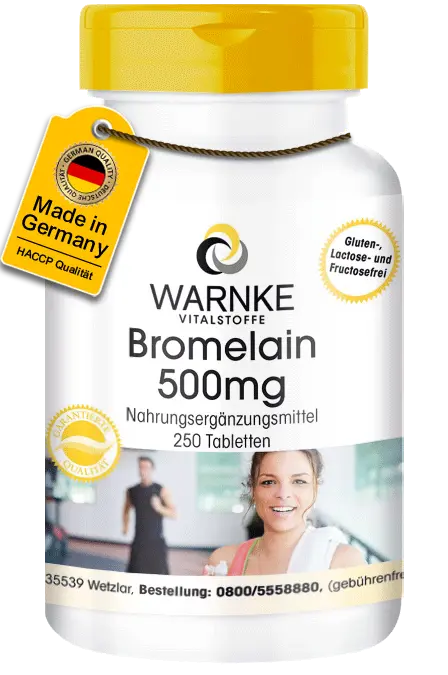 Bromelain 500mg (1200 F.I.P.) - 250 Tabletten - Ananasenzym - Hochdosiert & Vegan | Warnke Vitalstoffe Bromelain 500mg (1200 F.I.P.) - 250 Tabletten - Ananasenzym - Hochdosiert & Vegan | Warnke Vitalstoffe