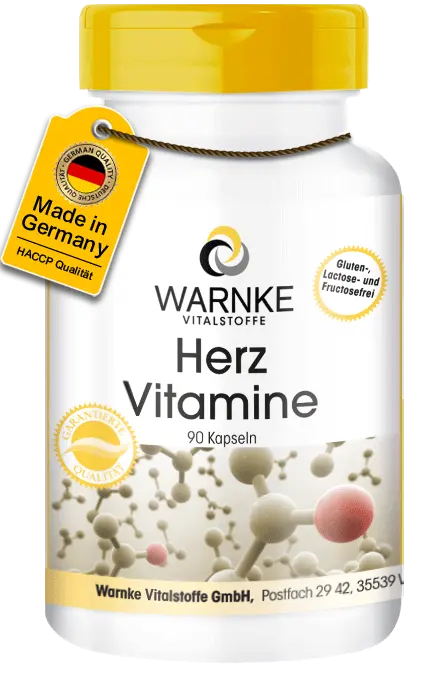 Herz-Vitamine - 90 Kapseln - mit Vitamin B1 (Thiamin), Magnesium uvm. - für Herz, Musklen uvm. | Warnke Vitalstoffe Herz-Vitamine - 90 Kapseln - mit Vitamin B1 (Thiamin), Magnesium uvm. - für Herz, Musklen uvm. | Warnke Vitalstoffe