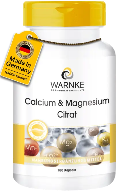 Calcium-Magnesiumcitrat - 180 Kapseln - für Knochen, Muskeln, Zähne uvm. | Warnke Vitalstoffe Calcium-Magnesiumcitrat - 180 Kapseln - für Knochen, Muskeln, Zähne uvm. | Warnke Vitalstoffe