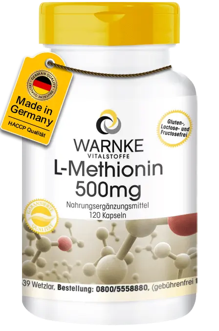 L-Methionin 500mg - 120 Kapseln - essentielle Aminosäure - Vegan | Warnke Vitalstoffe L-Methionin 500mg - 120 Kapseln - essentielle Aminosäure - Vegan | Warnke Vitalstoffe