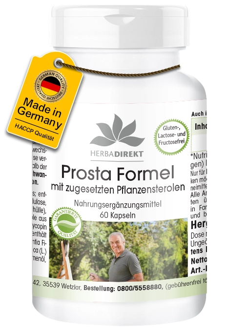 Prostata Formel - 60 Kapseln - mit Zink, Selen uvm. - für Zellteilung, Kohlenhydratstoffwechsel uvm. | Warnke Vitalstoffe