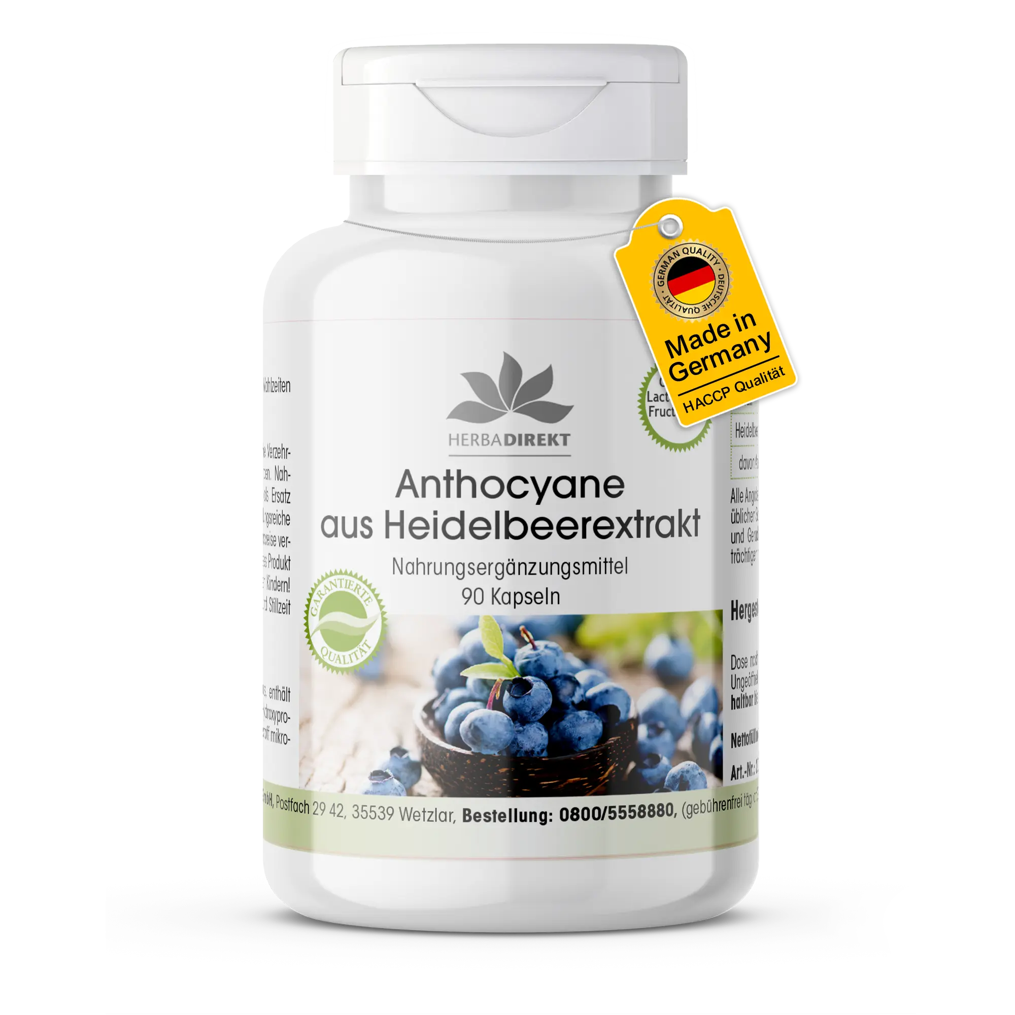 Anthocyanes issues de la myrtille, 90 gélules